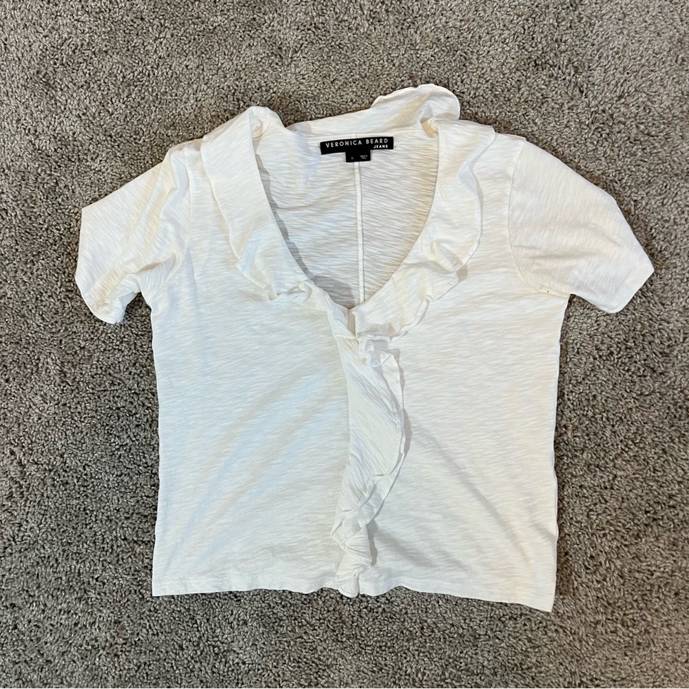 VERONICA BEARD RUFFLE ‘White’ TOP SIZE SMALL
